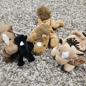 Plush Horse Toy Set - Black, Brown, Tan